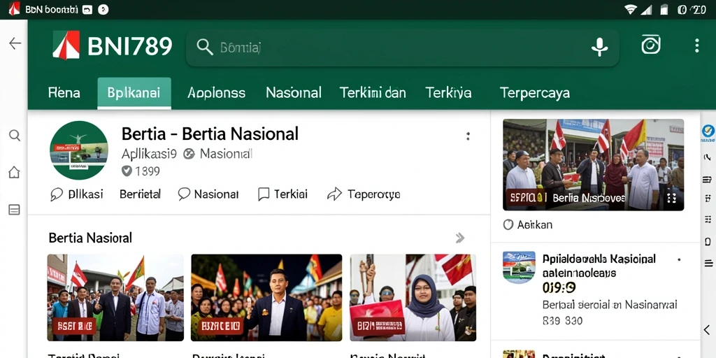 Screenshot aplikasi BNI789 menampilkan antarmuka Berita Nasional yang informatif.