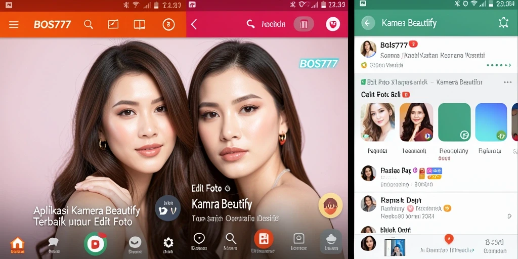 Antarmuka BOS777 yang intuitif dengan berbagai fitur Kamera Beautify.