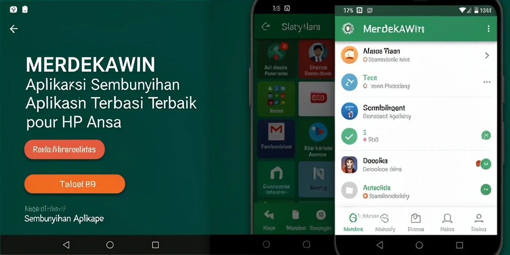 Tampilan antarmuka MERDEKAWIN dengan fungsi menyembunyikan aplikasi.