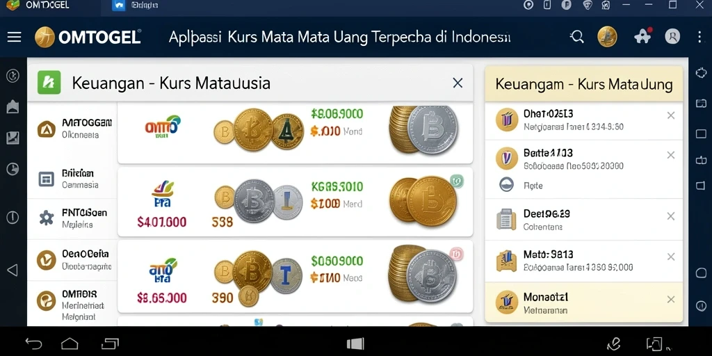 Antarmuka OMTOGEL yang menampilkan kurs mata uang secara jelas dan informatif.