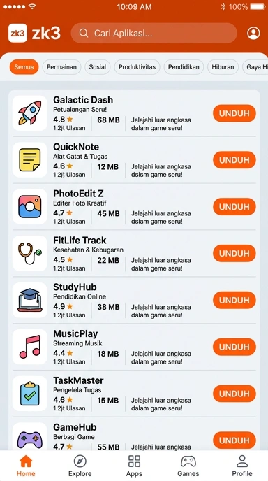 zk3 — Hub Unduhan Aplikasi Populer dan Kanal Uji Modern